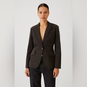 GAP Black Denim Tailored Blazer Streetwear Button Closure Size 12 Tall